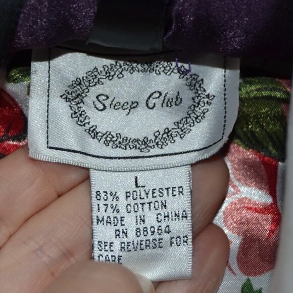 Vintage Sleep Club Floral Satin Robe Size Large - Picture 3 of 9